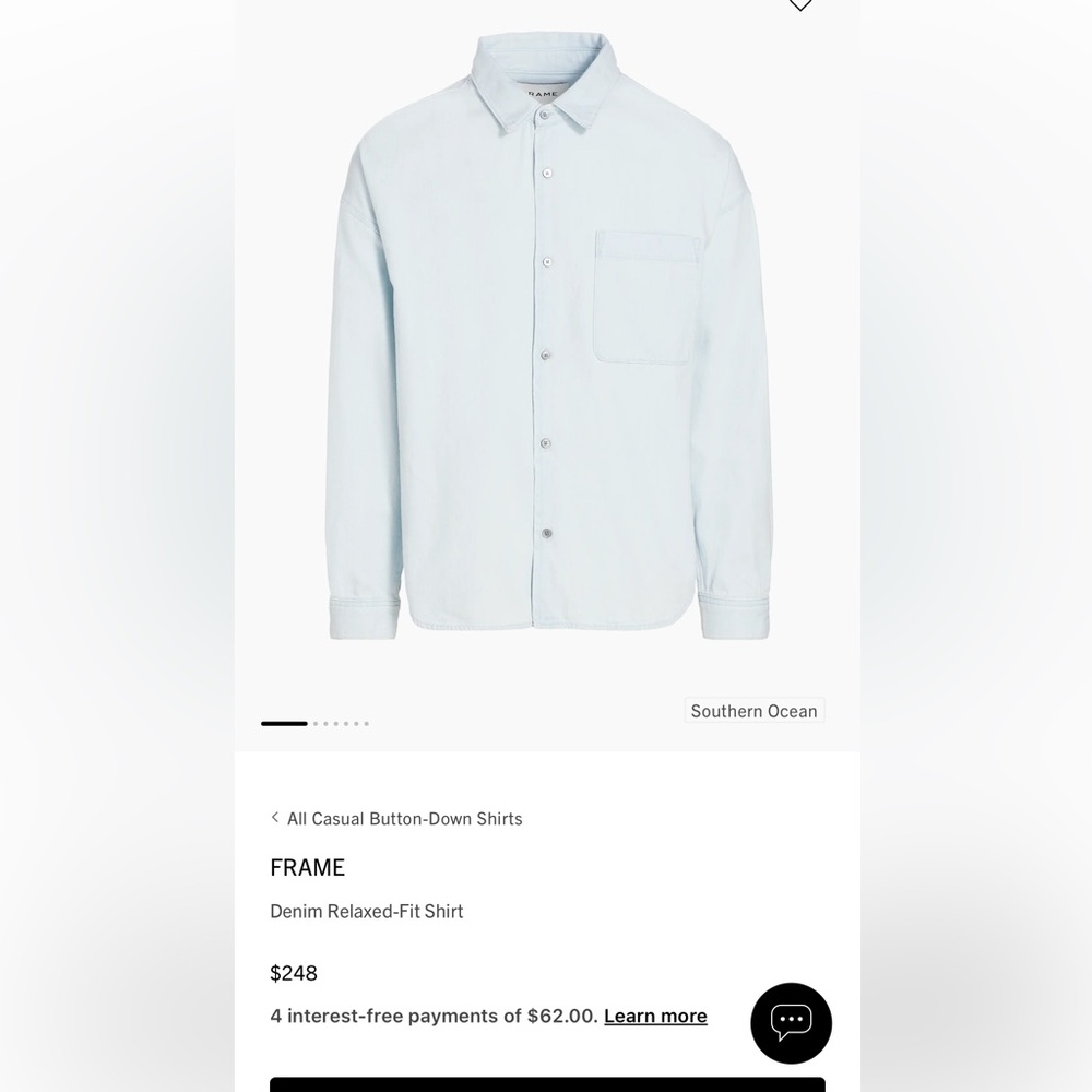 Frame Denim Light Blue Button-Down Shirt